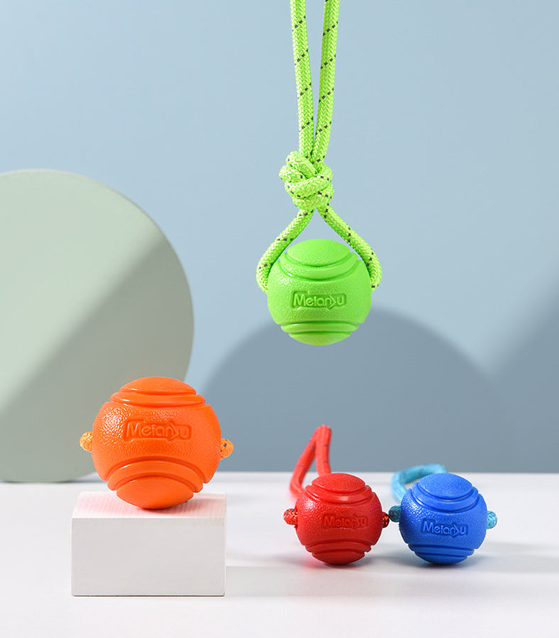 2x TPR Rope Ball 7cm Red and Green Pet Toy Chew Toy Teething Aid