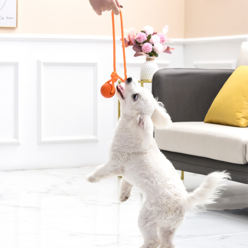 2x TPR Rope Ball 7cm Red and Green Pet Toy Chew Toy Teething Aid