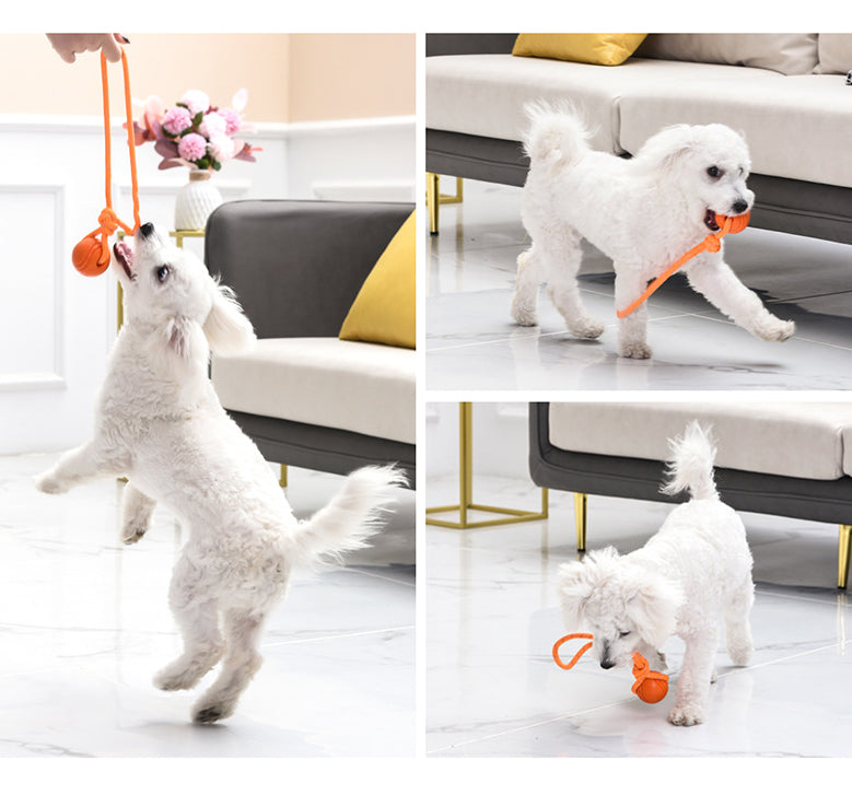 2x TPR Rope Ball 7cm Red and Green Pet Toy Chew Toy Teething Aid