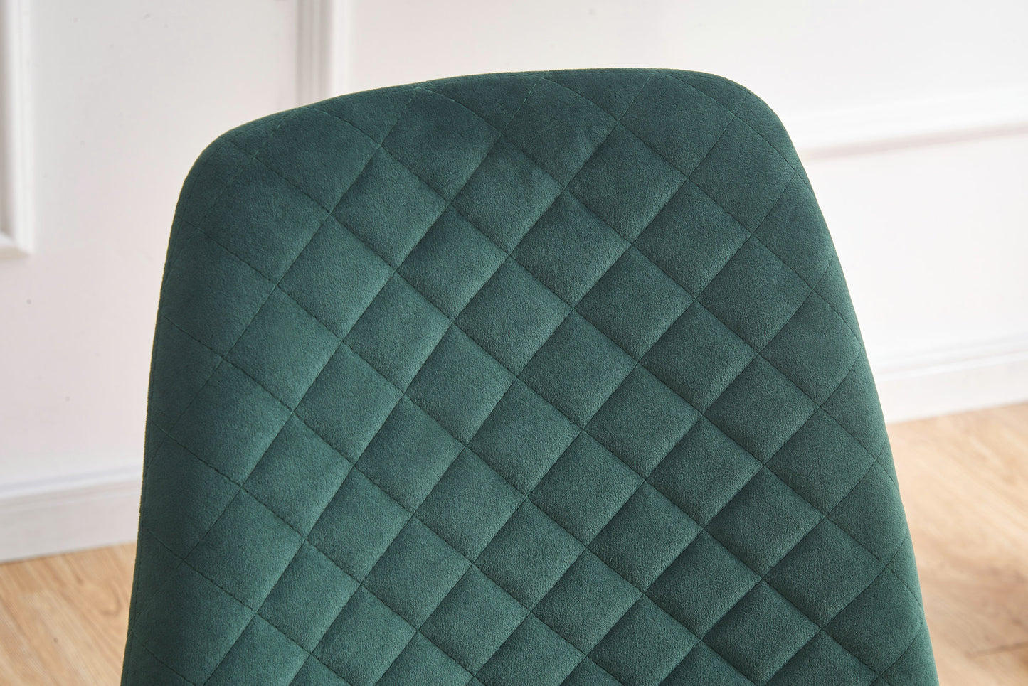 DEJINBU 4x Green Velvet Dining Chairs Padded Seat Black Metal Legs For Home Cafe Office
