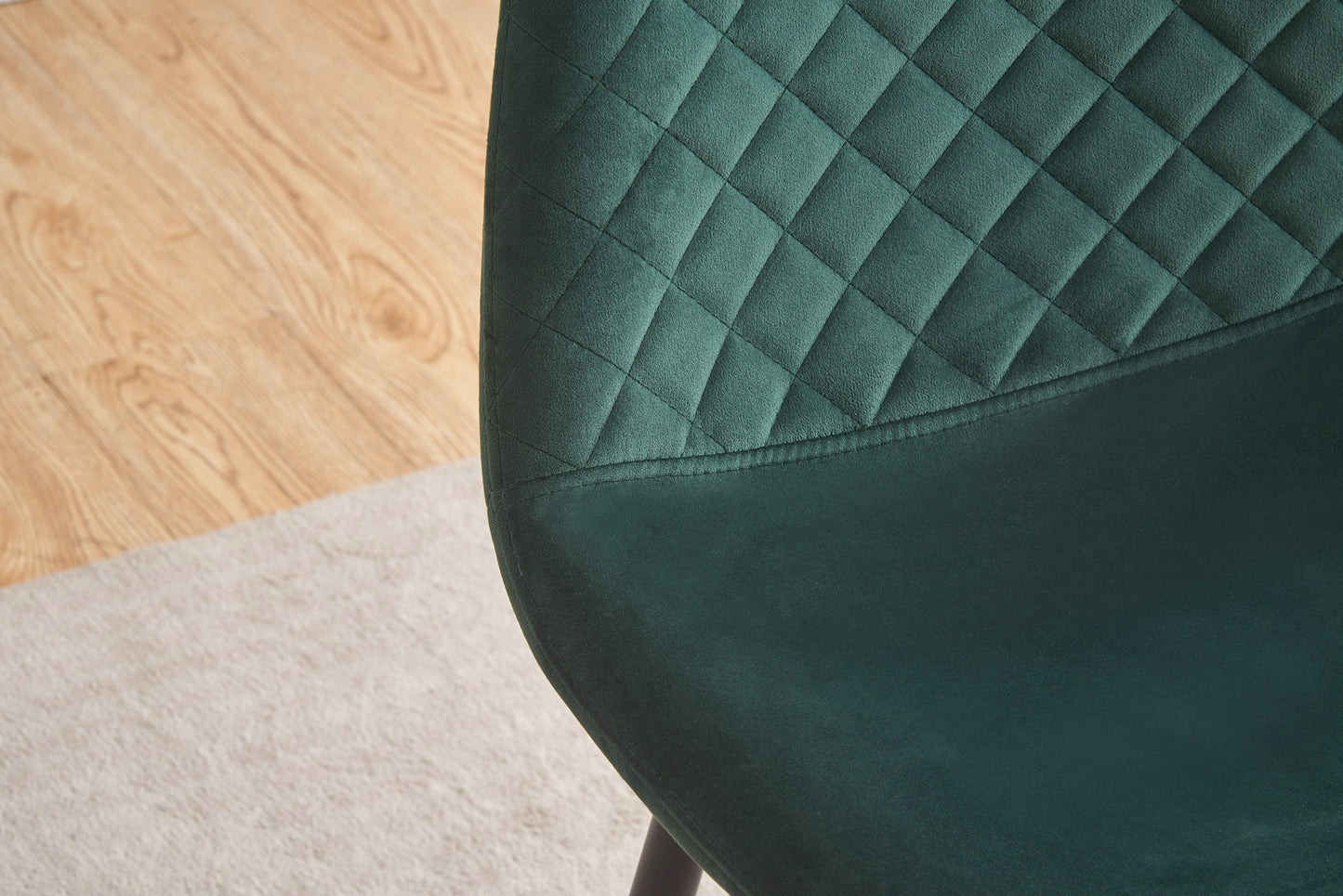 DEJINBU 2x Green Velvet Dining Chairs Padded Seat Black Metal Legs For Home Cafe Office