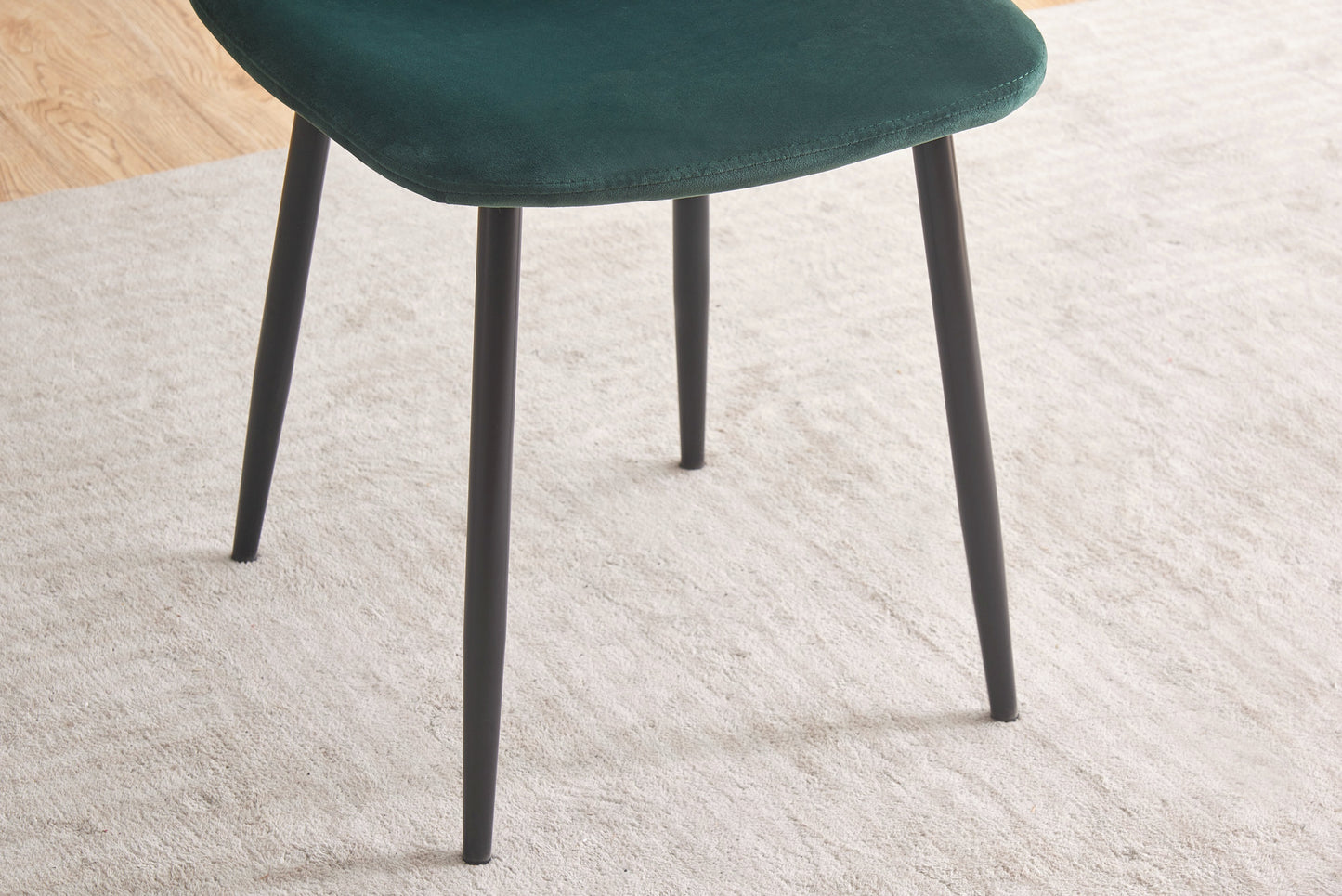 DEJINBU 2x Green Velvet Dining Chairs Padded Seat Black Metal Legs For Home Cafe Office