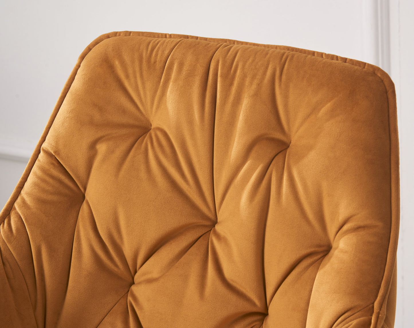 DEJINBU 2x Mustard Velvet Armchair Dining Chair Tufted seat Black Metal Legs Home Cafe