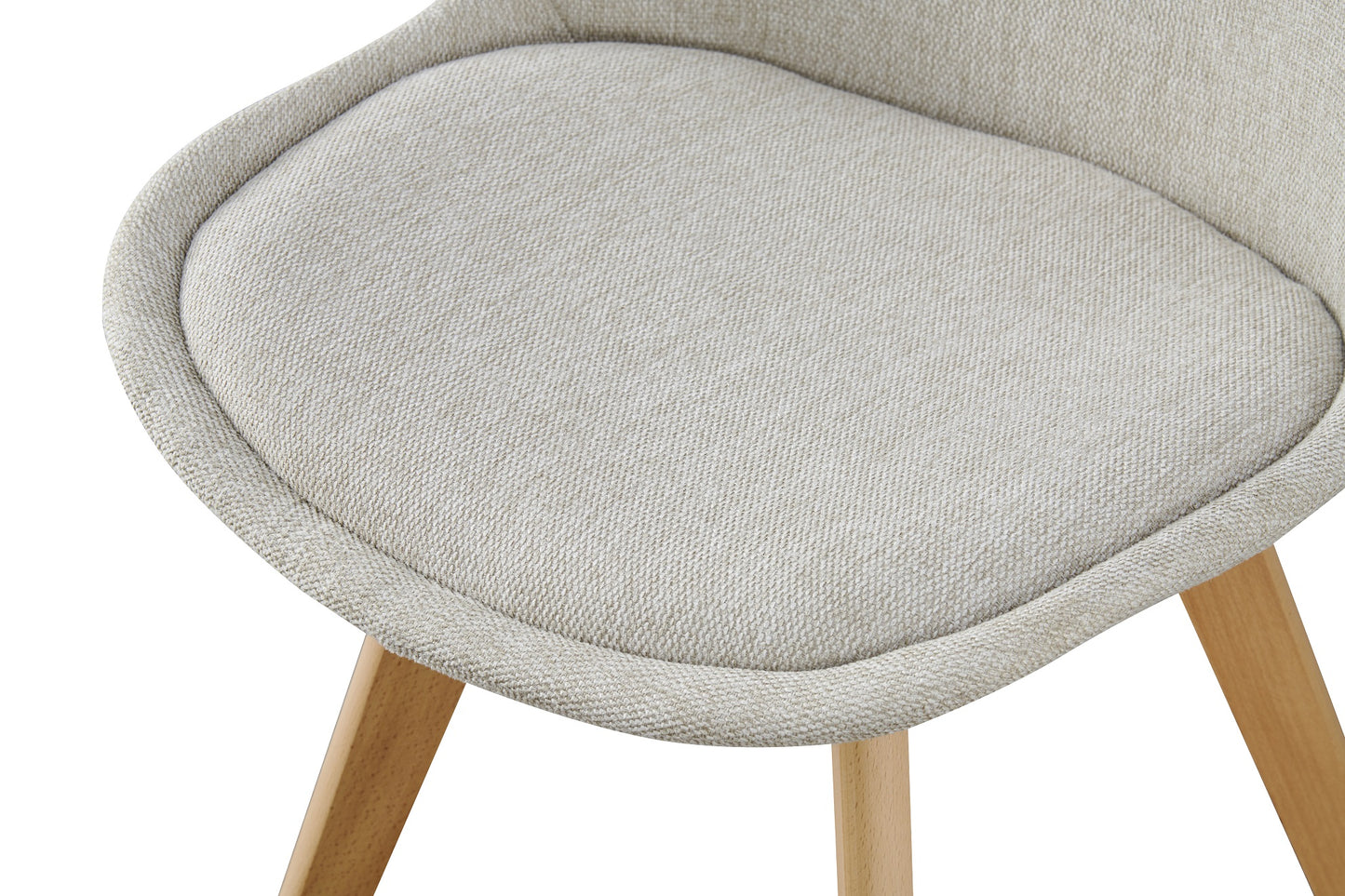 DEJINBU 2x dining Chairs Light Beige Linen Fabric Upholstered Seat Wood Legs For Home Cafe Office
