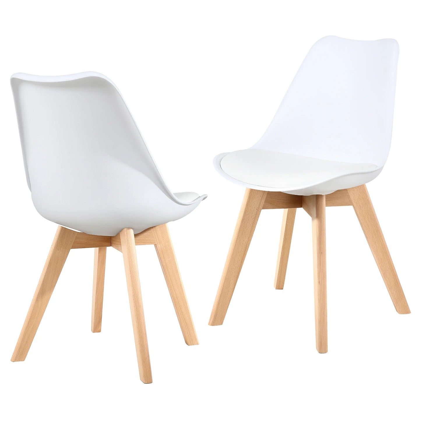 DEJINBU 3pcs Table Set 1x 80CM White Round Table With 2x White PP Padded Chair For Home Cafe Office