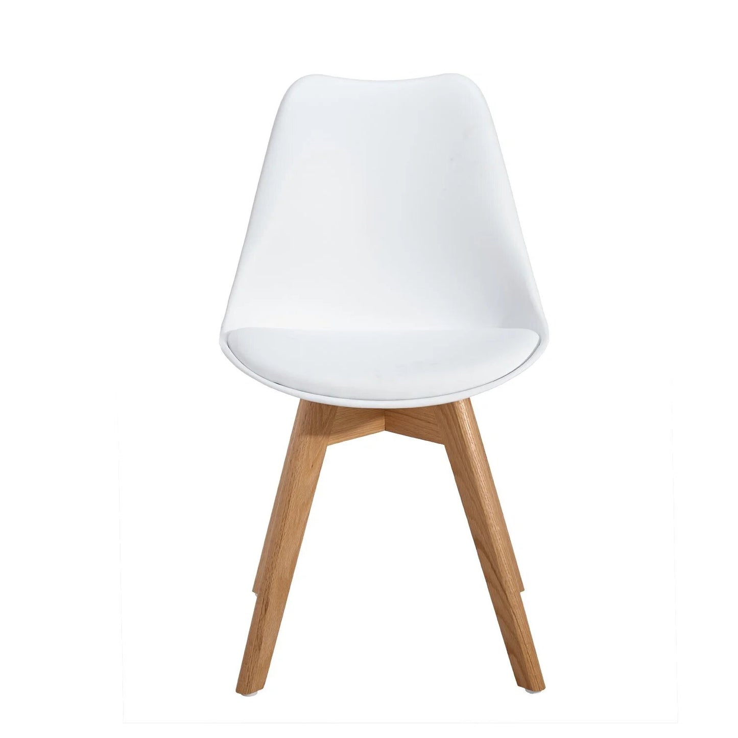 DEJINBU 2x White Dining Chairs PU padded Seat Beech Wood Legs For Home Cafe Office