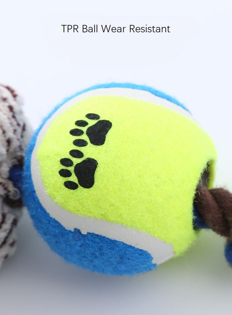 1x Ball Monkey Squeaky Pet Plush Toy Teething Rope Knot Padded Chew Toy
