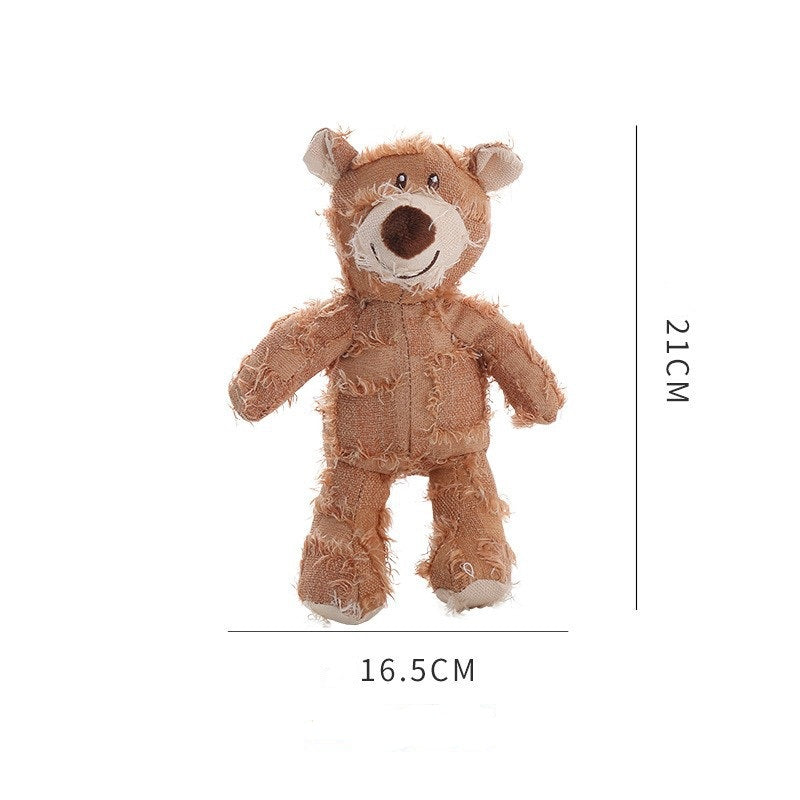 1x Brown Bear Squeaky Pet Plush Toy Padded Chew Toy