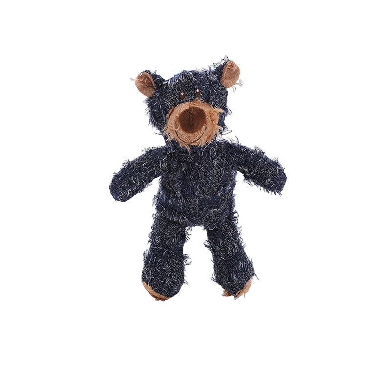 1x Navy Bear Squeaky Pet Plush Toy Padded Chew Toy