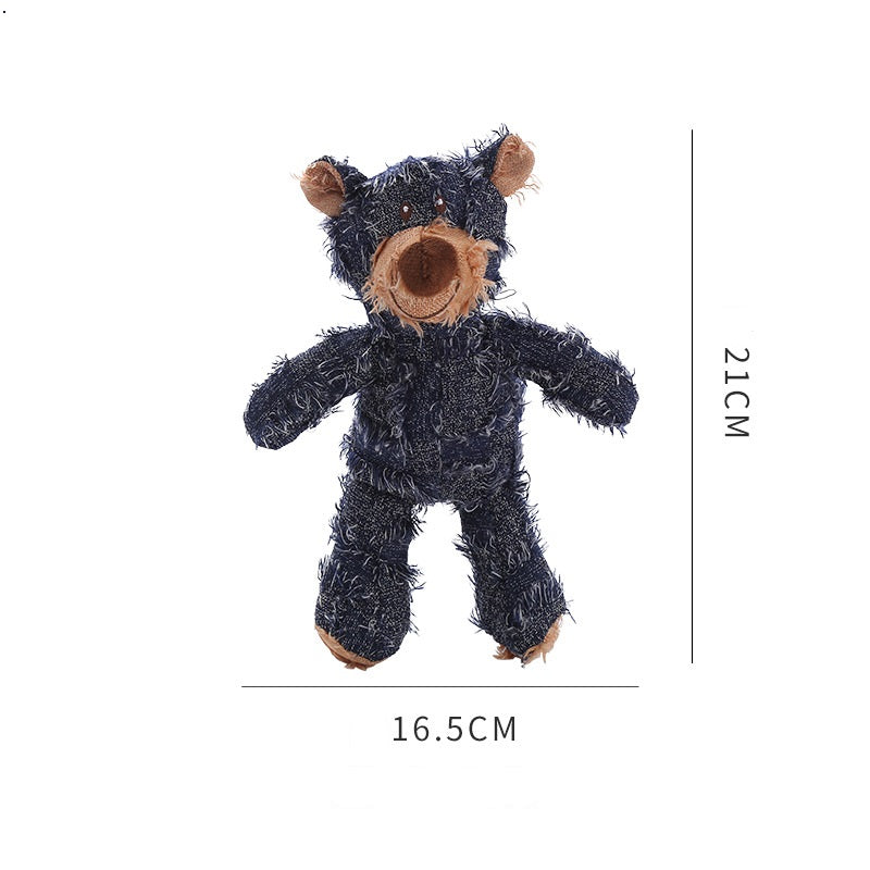 1x Navy Bear Squeaky Pet Plush Toy Padded Chew Toy