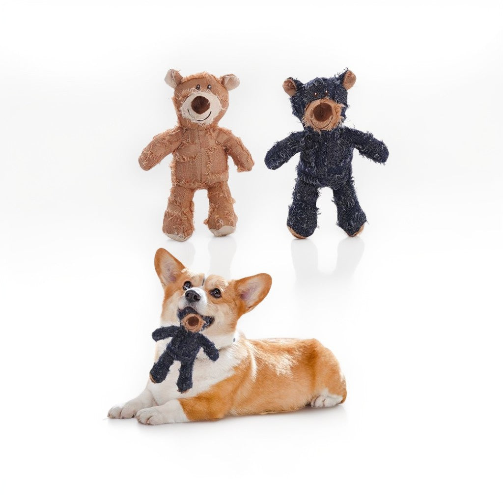 1x Navy Bear Squeaky Pet Plush Toy Padded Chew Toy