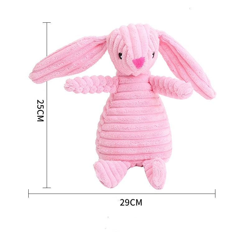 1x Pink Rabbit Squeaky Pet Plush Toy Padded Chew Toy