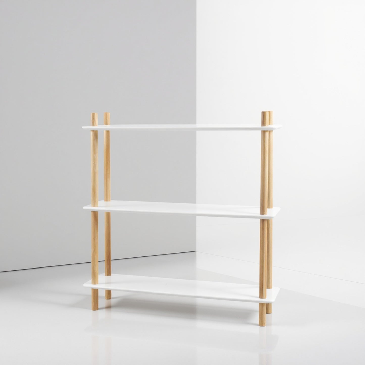 DEJINBU 1x 3-Tier Storage Shelf White with Solid Wood Legs Multipurpose Rack For Living Room Bed Room Kitech Hallway