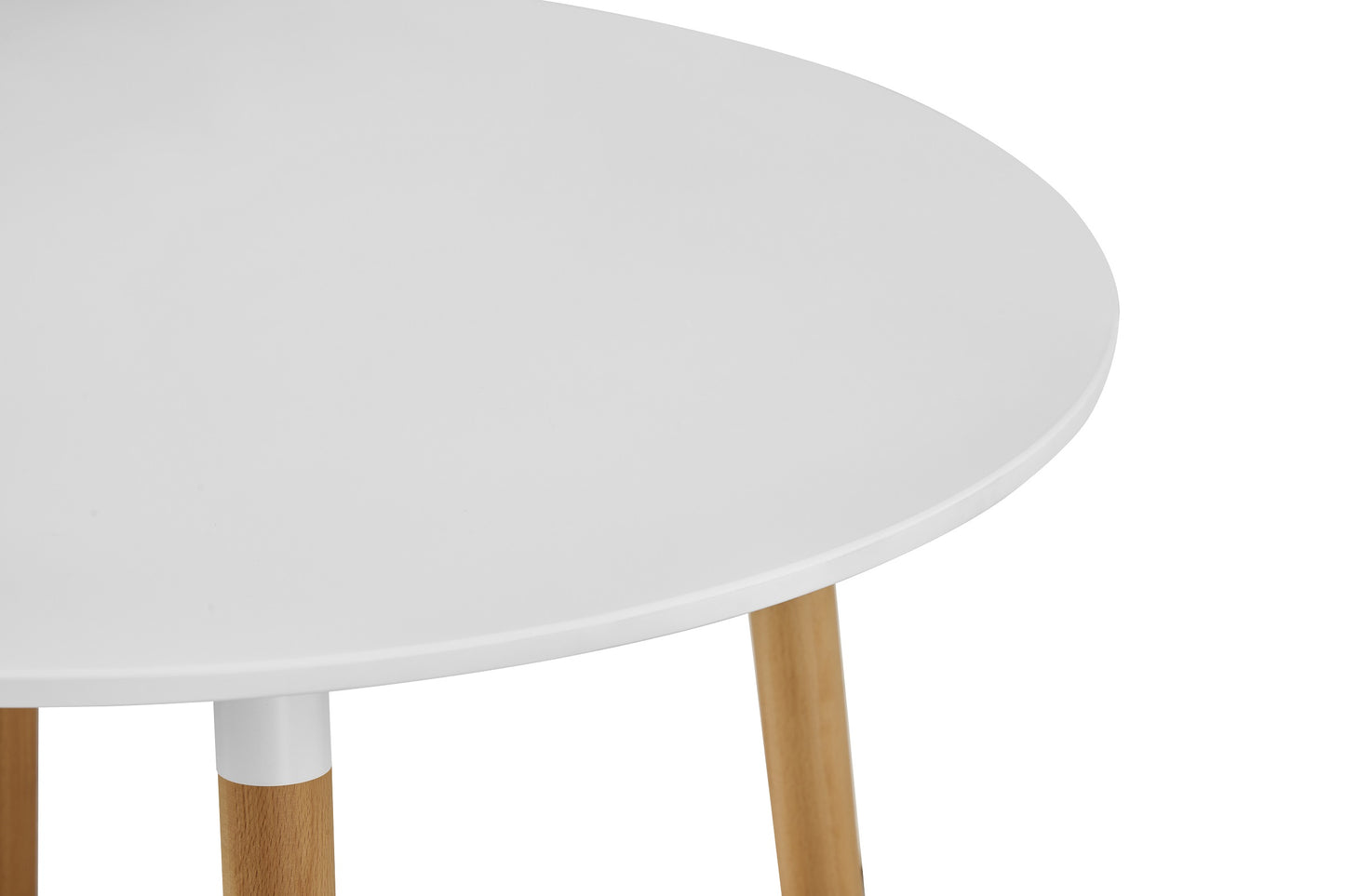 DEJINBU 1x 80CM Round Table Dining Table White MDF Table Top 4 Individual Wood Legs with Adjustable feet