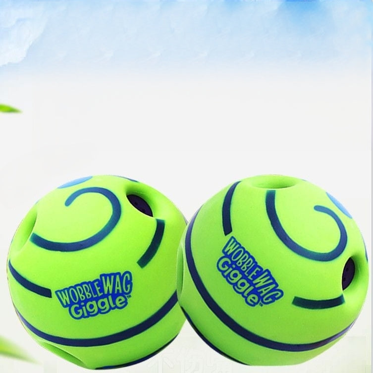 1x Green Giggle Ball Pet Toy Chew Toy Teething Aid