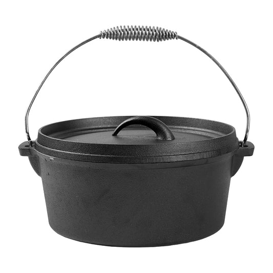 1x Cast Iron Dutch Oven Sauce Pot with Lid - 25x10cm, Galvanized Wire Handle, Heavy-Duty Cast Iron Pot for Sauce/Soup/Stew, Oven Safe & Compatible with All Cooktops