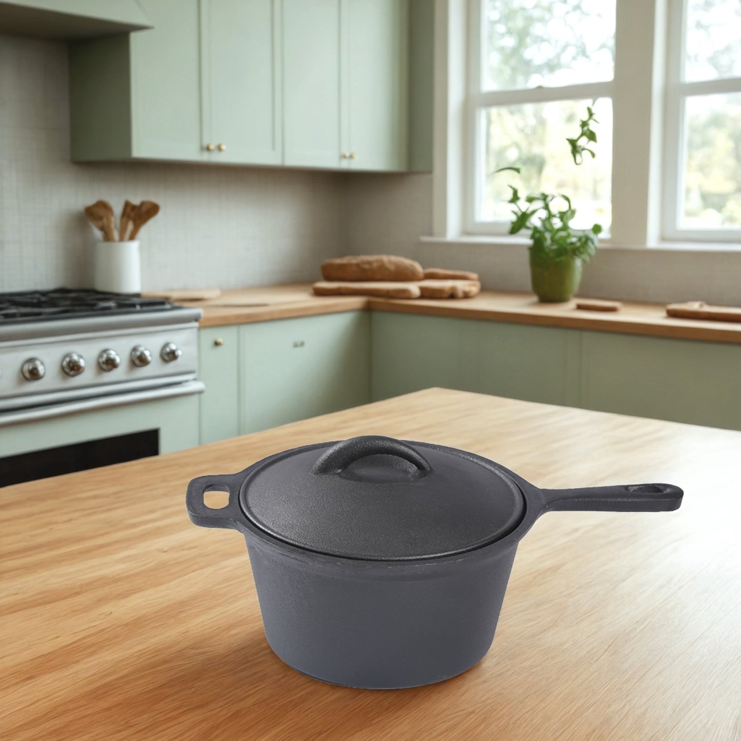 1x Cast Iron Saucepan - 19cm Diameter, 10cm Depth, One-Piece Cast Iron Handle, Premium Heat Retention, Multi-Cooker for Stovetop/Oven, Perfect for Daily Cooking