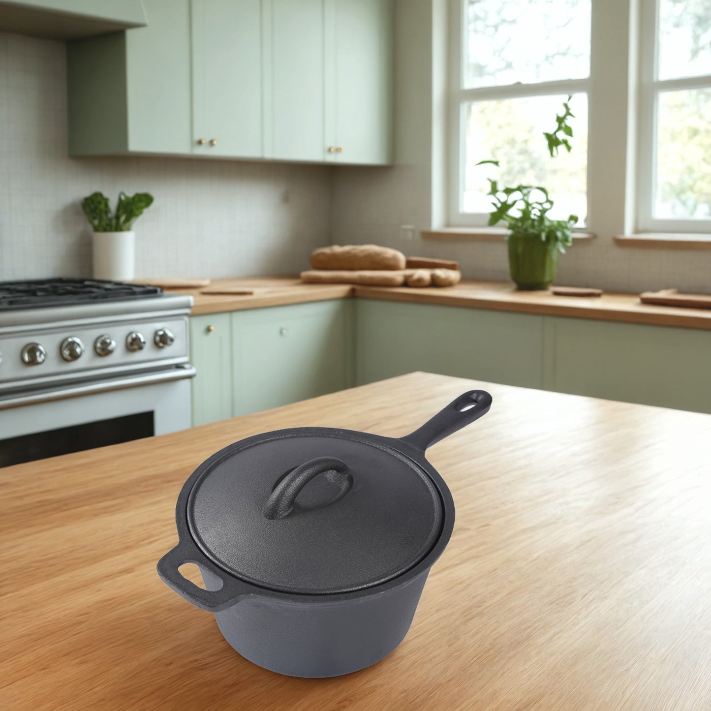 1x Cast Iron Saucepan - 19cm Diameter, 10cm Depth, One-Piece Cast Iron Handle, Premium Heat Retention, Multi-Cooker for Stovetop/Oven, Perfect for Daily Cooking