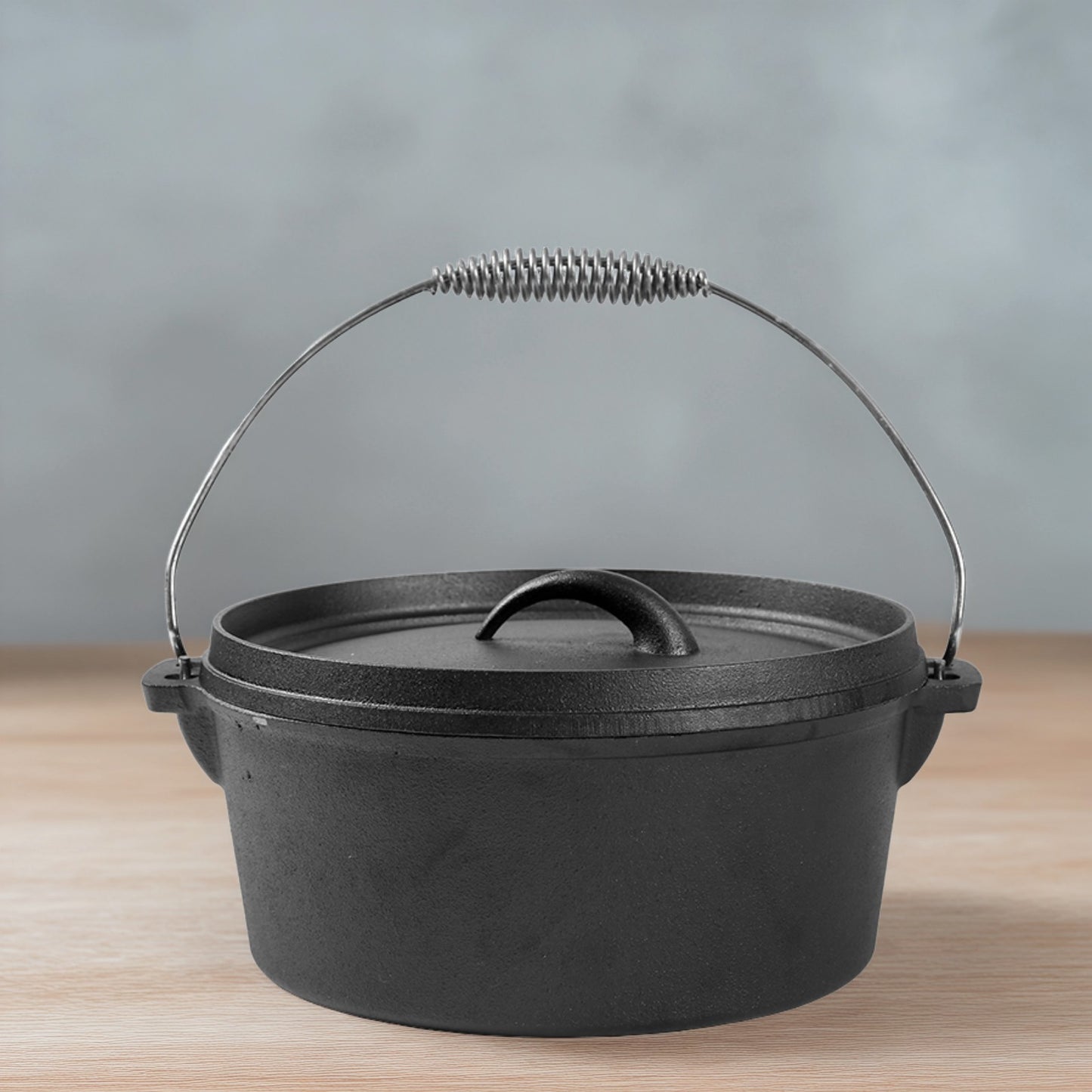 1x Cast Iron Dutch Oven Sauce Pot with Lid - 25x10cm, Galvanized Wire Handle, Heavy-Duty Cast Iron Pot for Sauce/Soup/Stew, Oven Safe & Compatible with All Cooktops