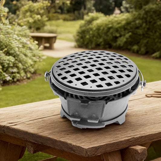 Full Cast Iron BBQ Stove - Outdoor Charcoal BBQ/Grill Stove with Handle