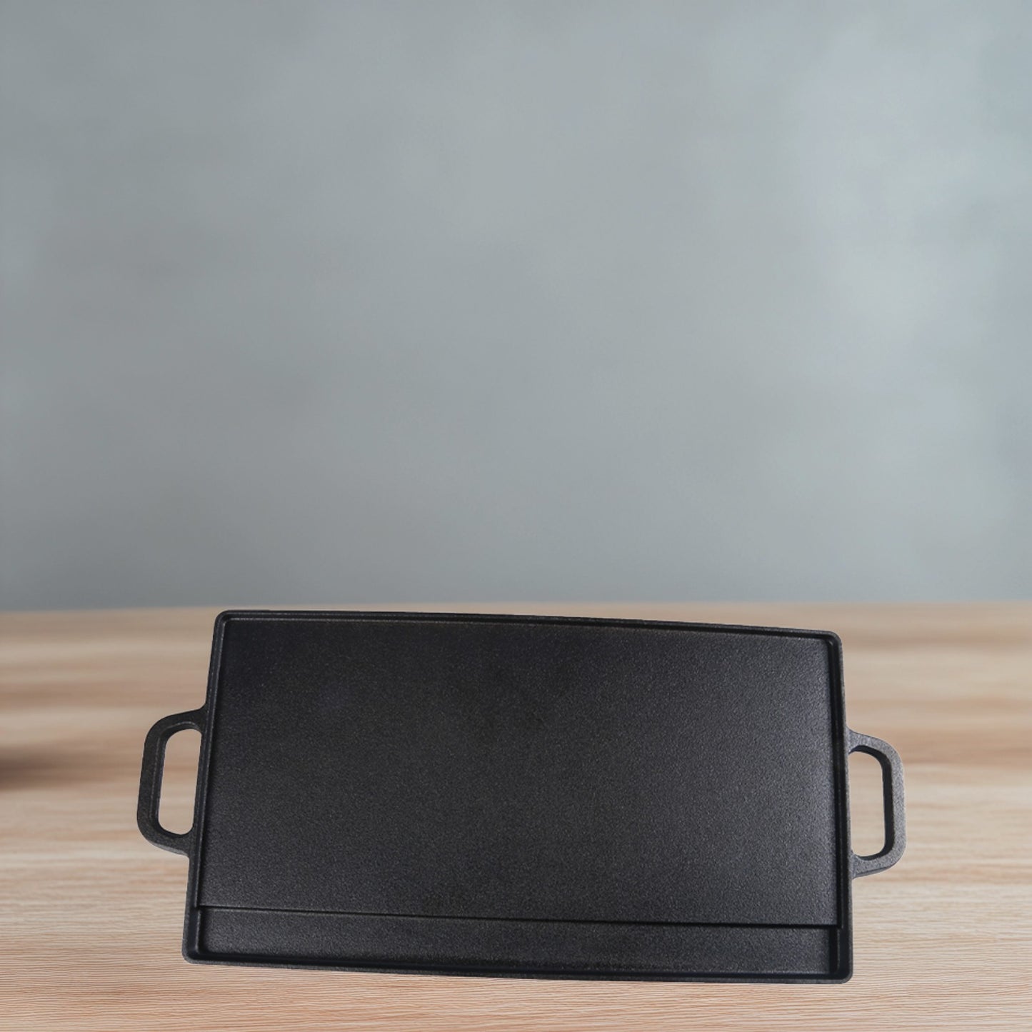 1x Double Sided Cast Iron Griddle 50x23CM, Universal Griddle Pan Compatible with Gas/Electric/Induction Cooktops, Heavy-Duty Large Cooking Pan for Barbecues and Family Meal