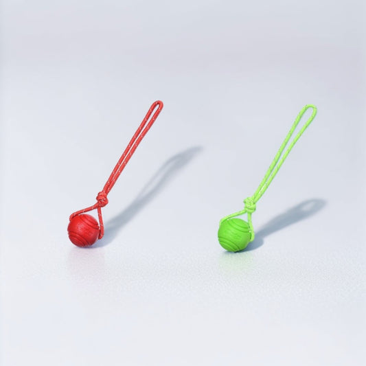 2x TPR Rope Ball 7cm Red and Green Pet Toy Chew Toy Teething Aid