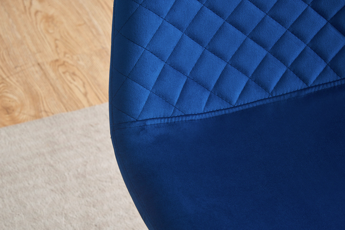 DEJINBU 2x Blue Velvet Dining Chairs Padded Seat Black Metal Legs For Home Cafe Office