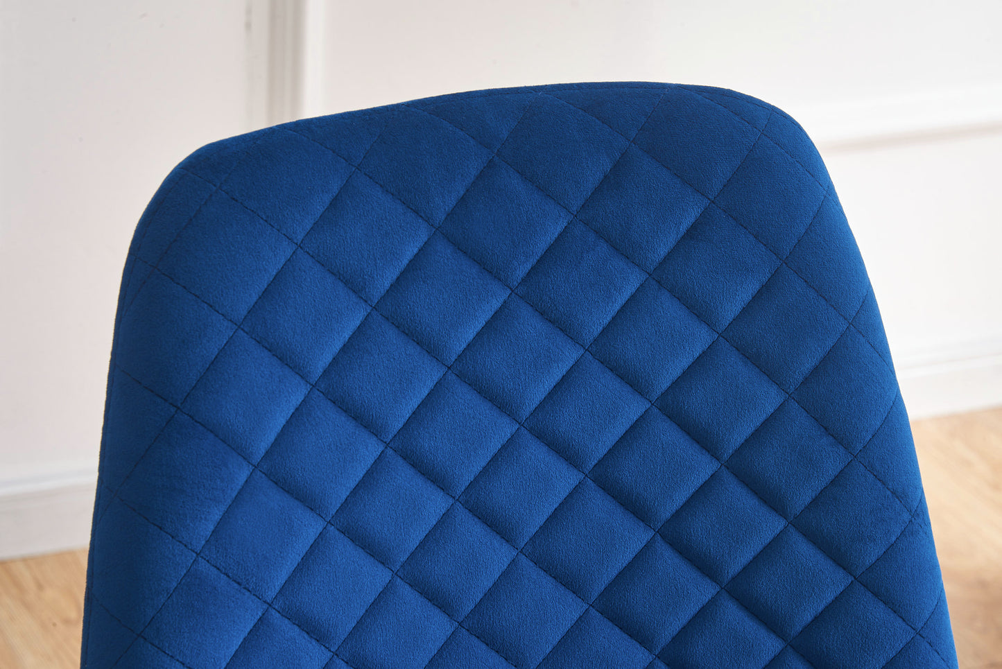 DEJINBU 2x Blue Velvet Dining Chairs Padded Seat Black Metal Legs For Home Cafe Office