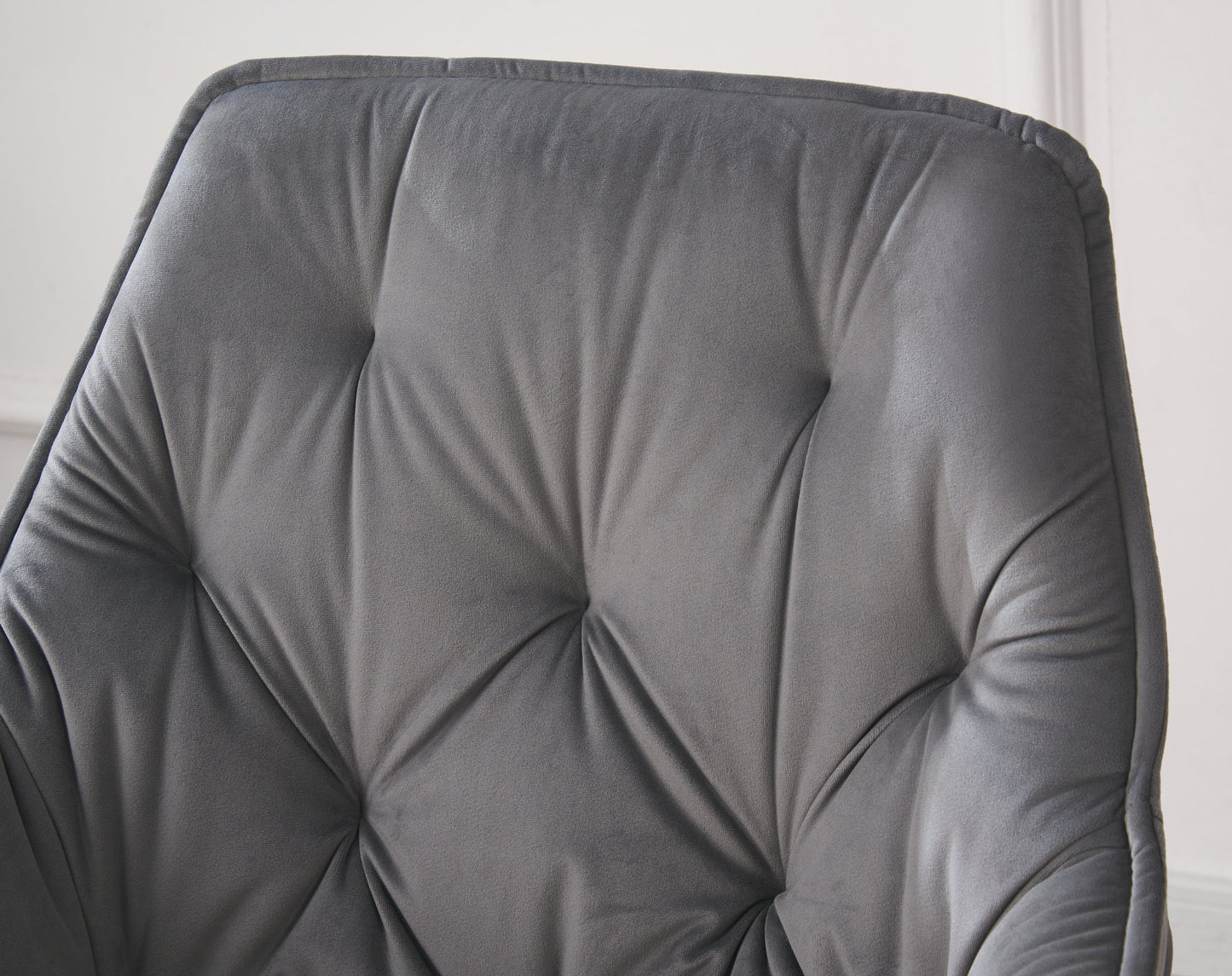DEJINBU 2x Grey Velvet Armchair Dining Chair Tufted seat Black Metal Legs Home Cafe
