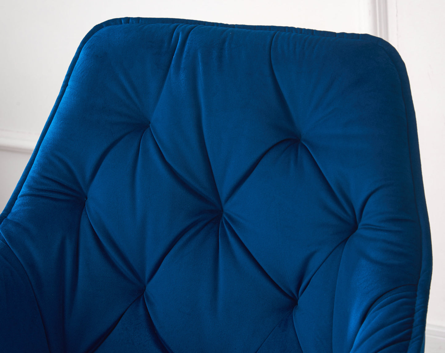 DEJINBU 1x Blue Velvet Armchair Dining Chair Tufted seat Black Metal Legs Home Cafe