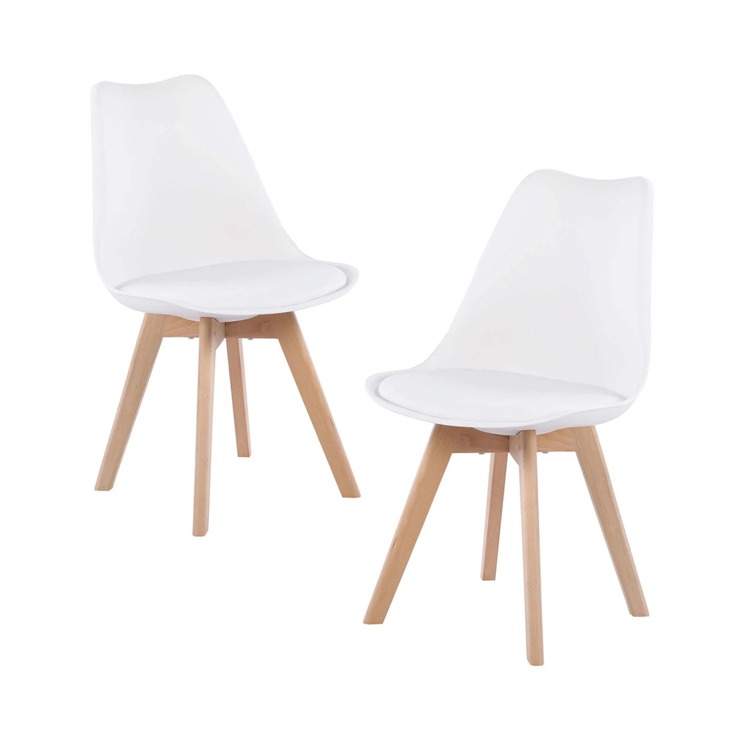 DEJINBU 3pcs Table Set 1x 80CM White Round Table With 2x White PP Padded Chair For Home Cafe Office