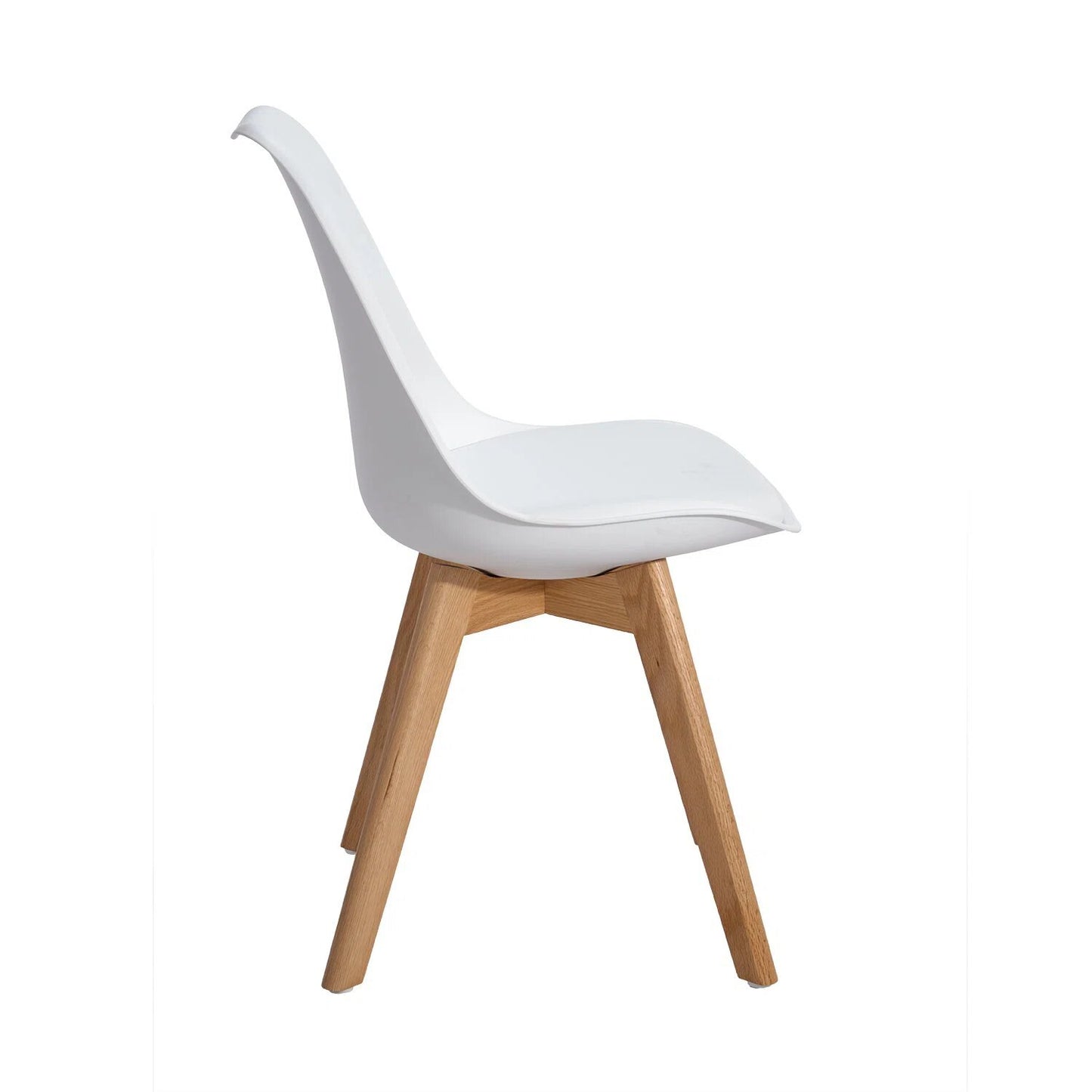 DEJINBU 2x White Dining Chairs PU padded Seat Beech Wood Legs For Home Cafe Office