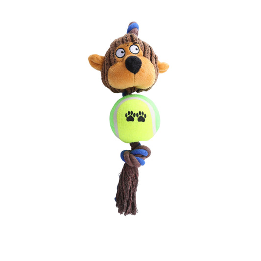 1x Ball Monkey Squeaky Pet Plush Toy Teething Rope Knot Padded Chew Toy