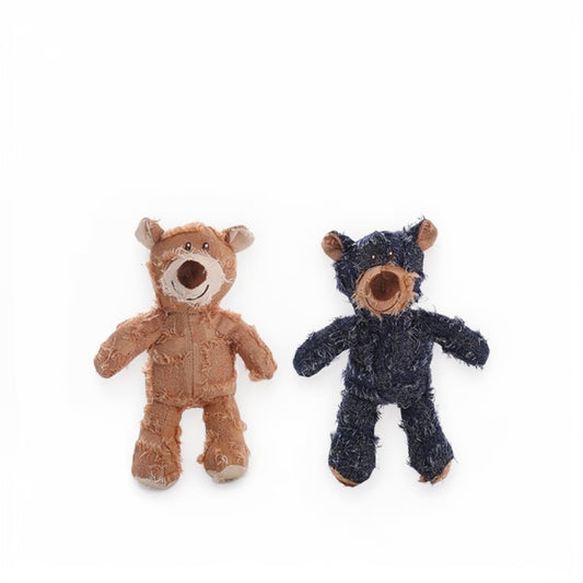 1x Brown Bear AND 1x Blur Bear Squeaky Pet Plush Toy Padded Chew Toy