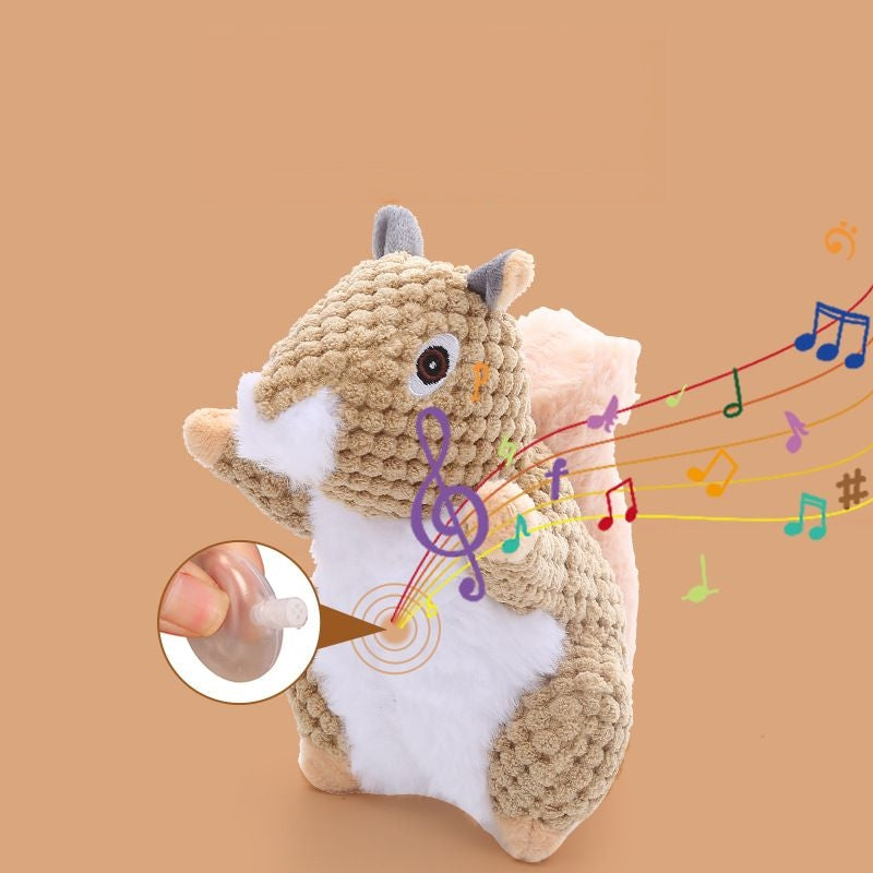 1x Squirrel Toy Squeaky Pet Plush Toy Padded Chew Toy
