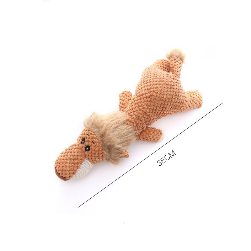 1x Elephant Toy and 1x Lion Toy Squeaky Pet Plush Toy Padded Chew Toy