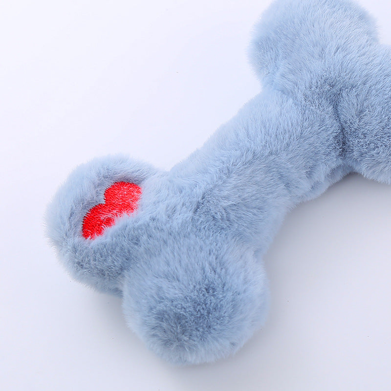 2x Plush Bone Blue Pink Squeaky Pet Plush Toy Padded Chew Toy
