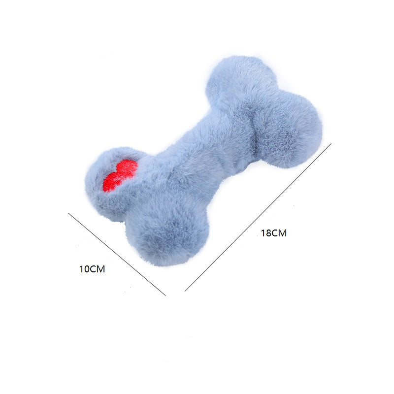 2x Plush Bone Blue Pink Squeaky Pet Plush Toy Padded Chew Toy