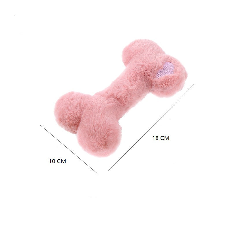 2x Plush Bone Blue Pink Squeaky Pet Plush Toy Padded Chew Toy