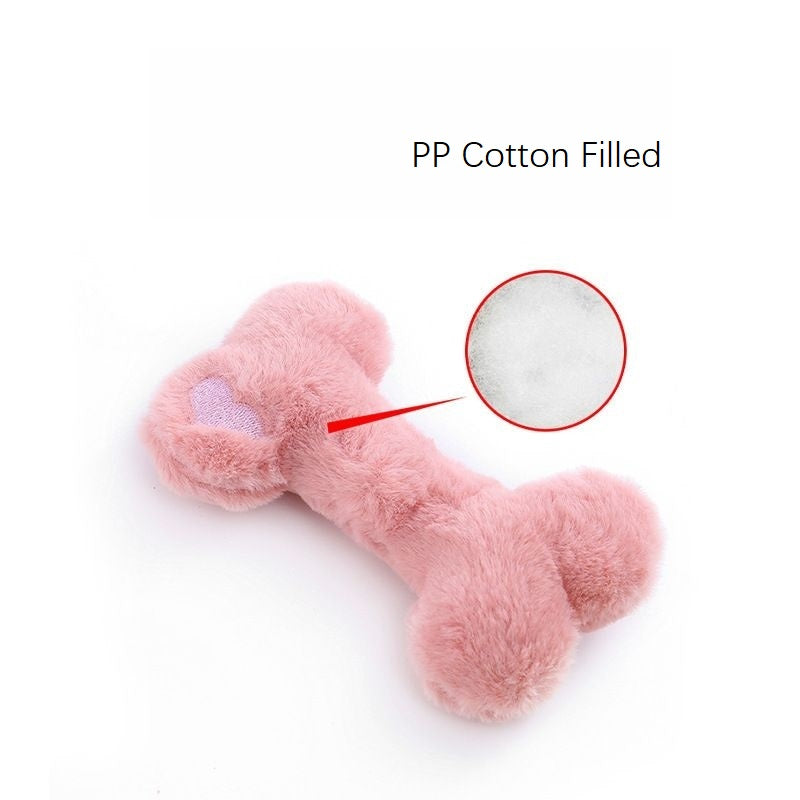 2x Plush Bone Blue Pink Squeaky Pet Plush Toy Padded Chew Toy
