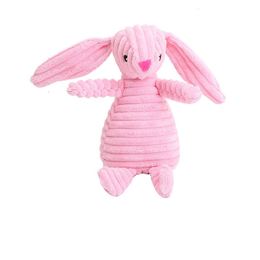 1x Pink Rabbit Squeaky Pet Plush Toy Padded Chew Toy