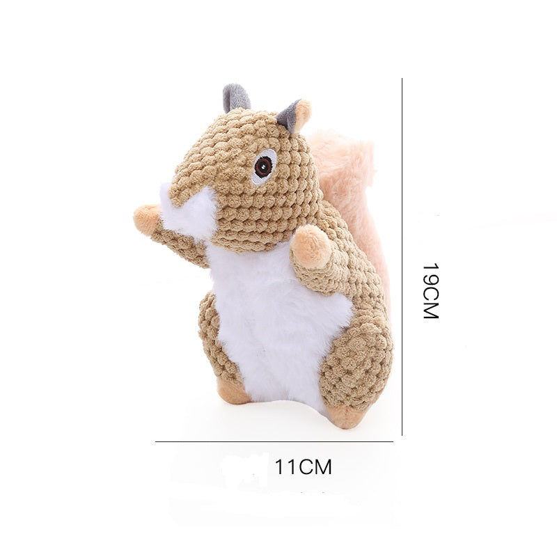 1x Squirrel Toy Squeaky Pet Plush Toy Padded Chew Toy