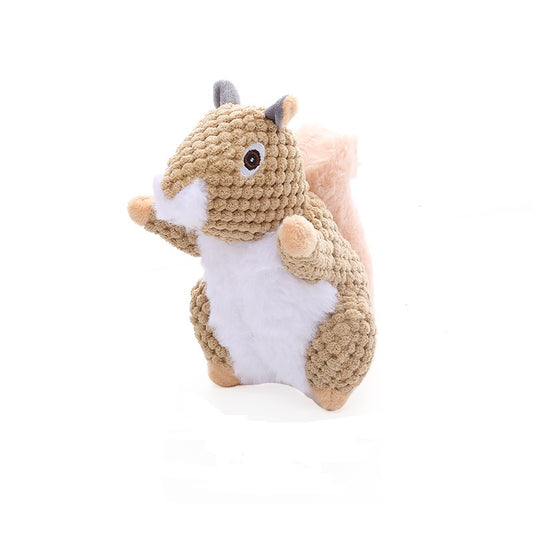 1x Squirrel Toy Squeaky Pet Plush Toy Padded Chew Toy