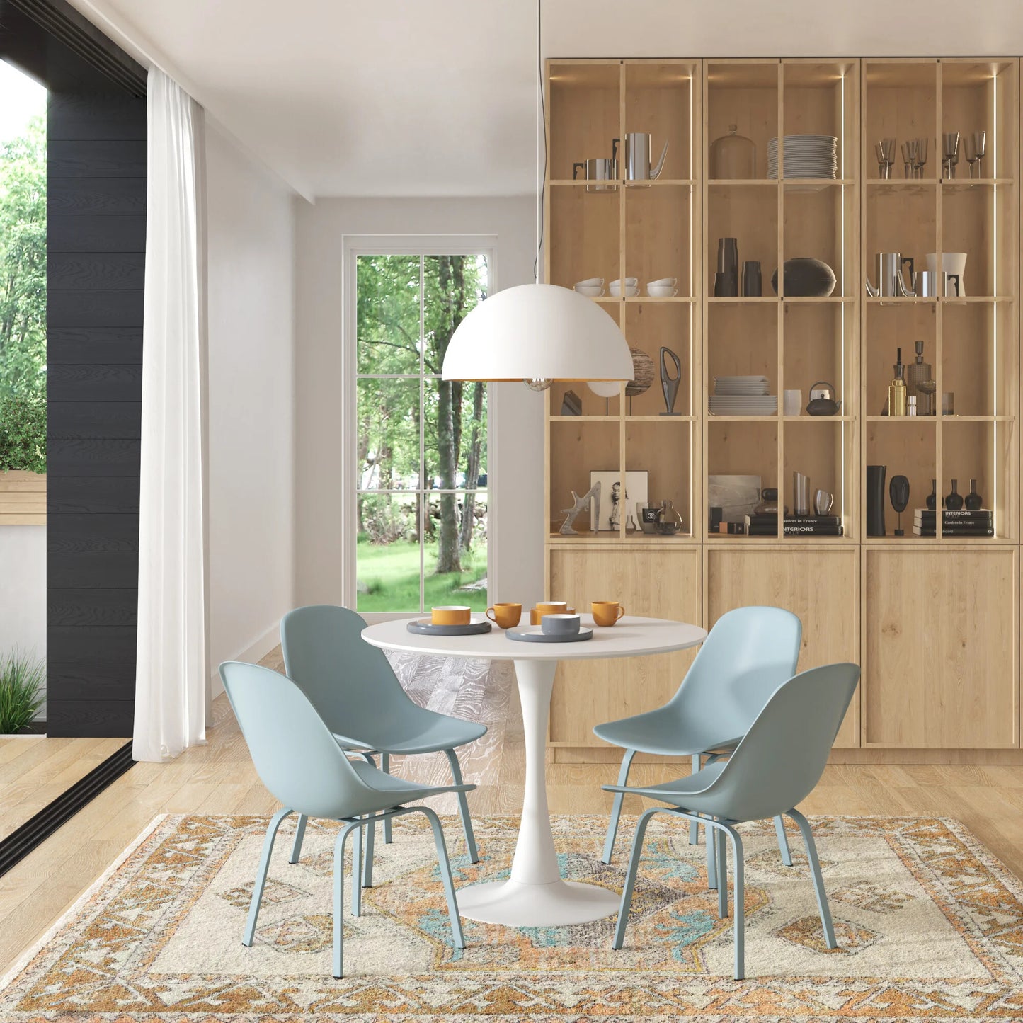 DEJINBU 1x Round Dining Table 80cm White Top Metal Pedestal For Home Cafe Office