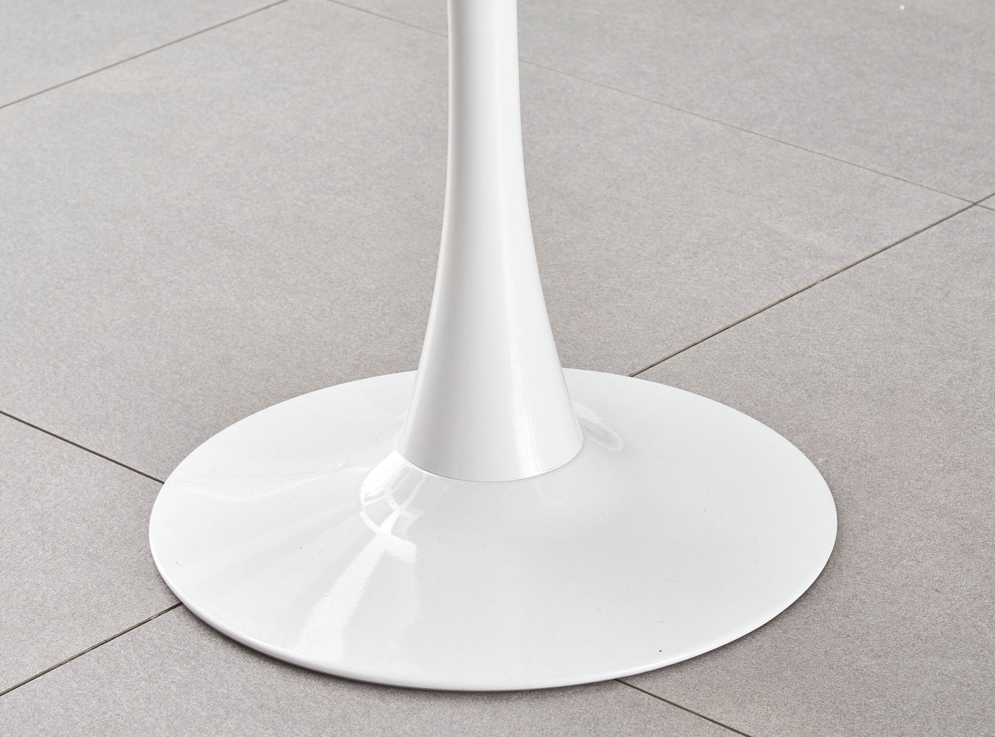 DEJINBU 1x Round Dining Table 80cm White Top Metal Pedestal For Home Cafe Office