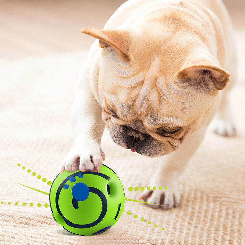 1x Green Giggle Ball Pet Toy Chew Toy Teething Aid