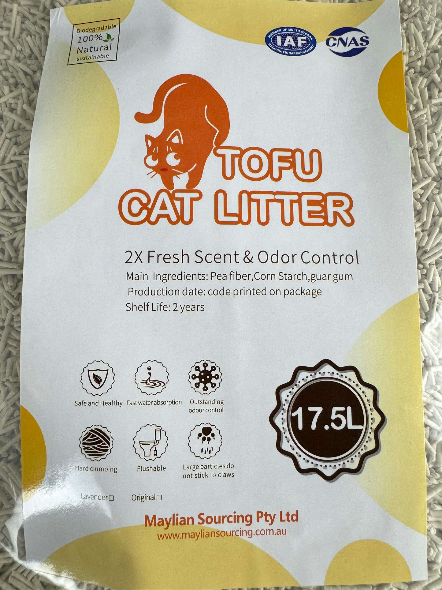 1X Cat Litter 7.1KG 17.5L Tofu Super Absorbent Odour Control Flushable Free Shipping