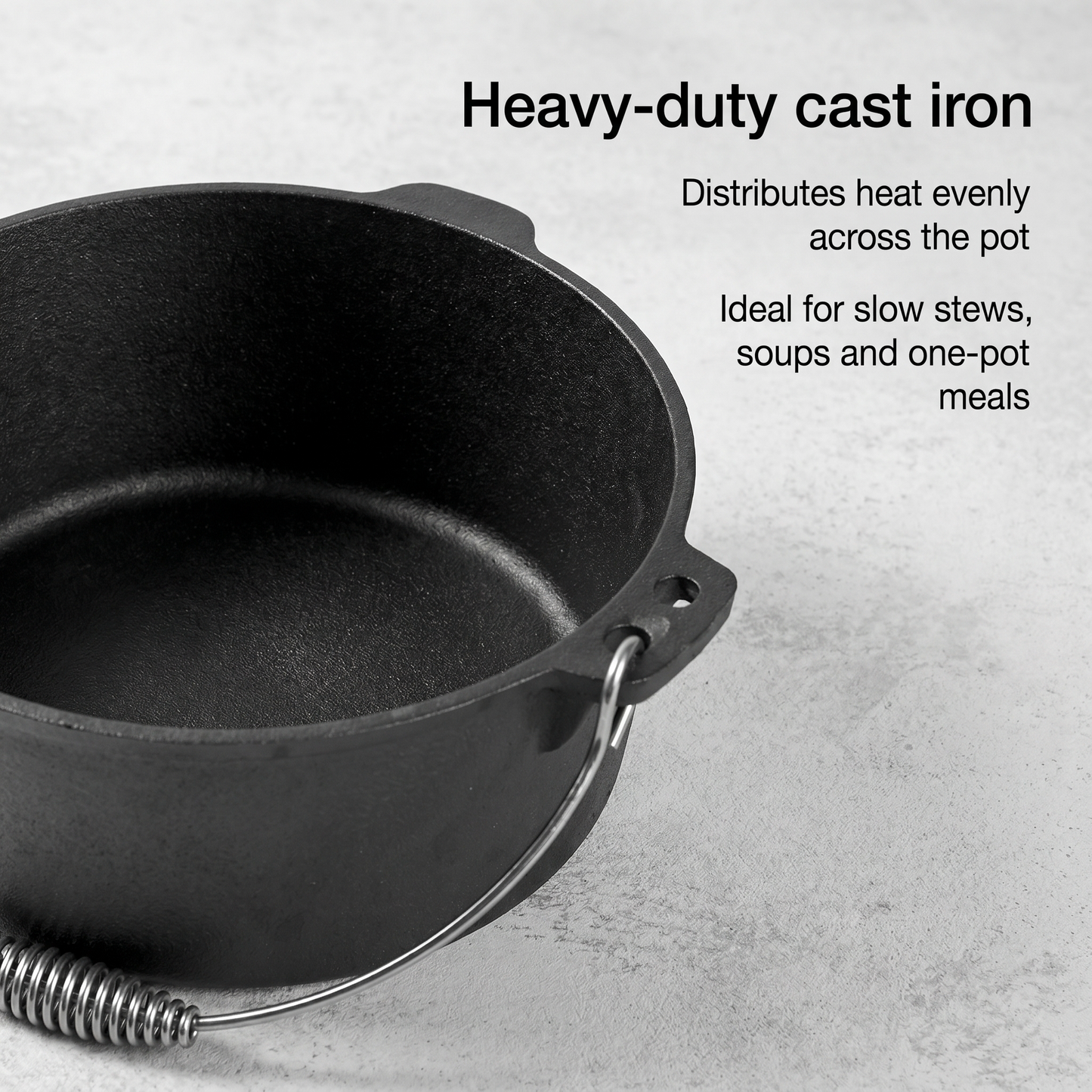 1x Cast Iron Dutch Oven Sauce Pot with Lid - 25x10cm, Galvanized Wire Handle, Heavy-Duty Cast Iron Pot for Sauce/Soup/Stew, Oven Safe & Compatible with All Cooktops