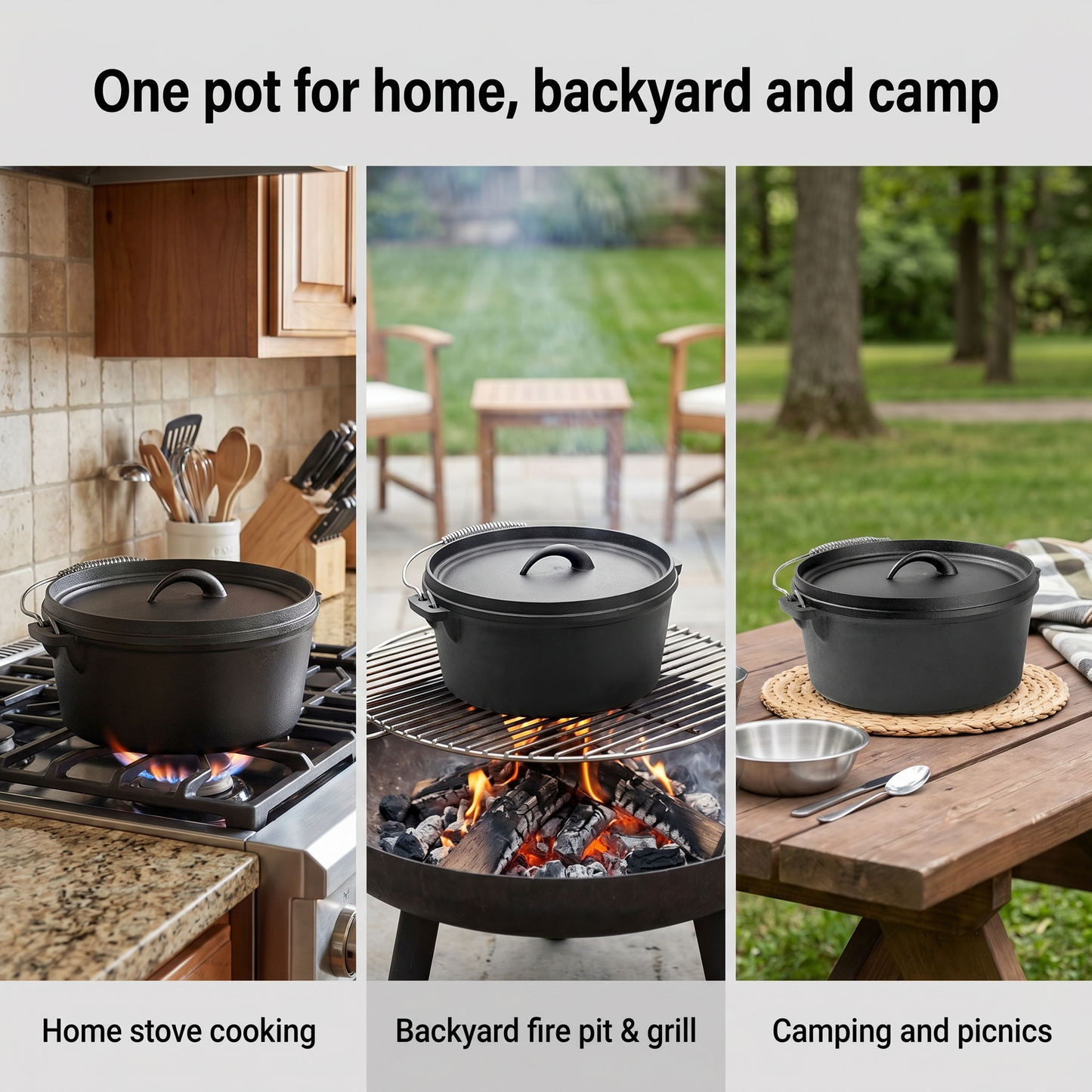 1x Cast Iron Dutch Oven Sauce Pot with Lid - 25x10cm, Galvanized Wire Handle, Heavy-Duty Cast Iron Pot for Sauce/Soup/Stew, Oven Safe & Compatible with All Cooktops