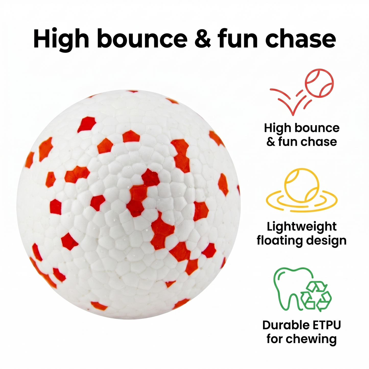 2x ETPU Solid Pop Ball Pet Toy Chew Toy Teething Aid